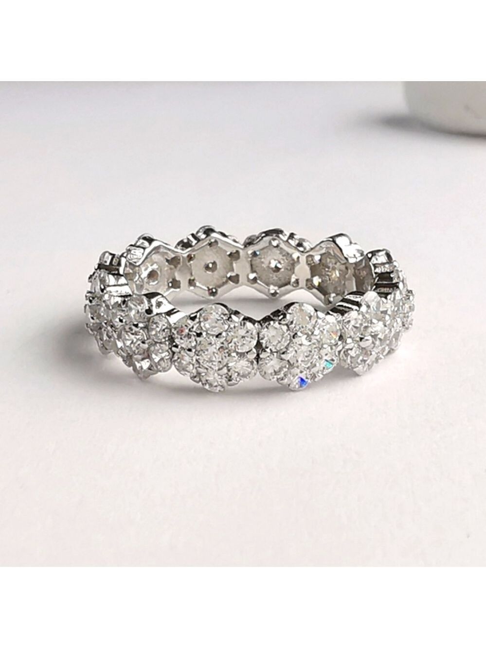 Forget Me Not Eternity Band CZ Sterling Silver Size 7 🆕